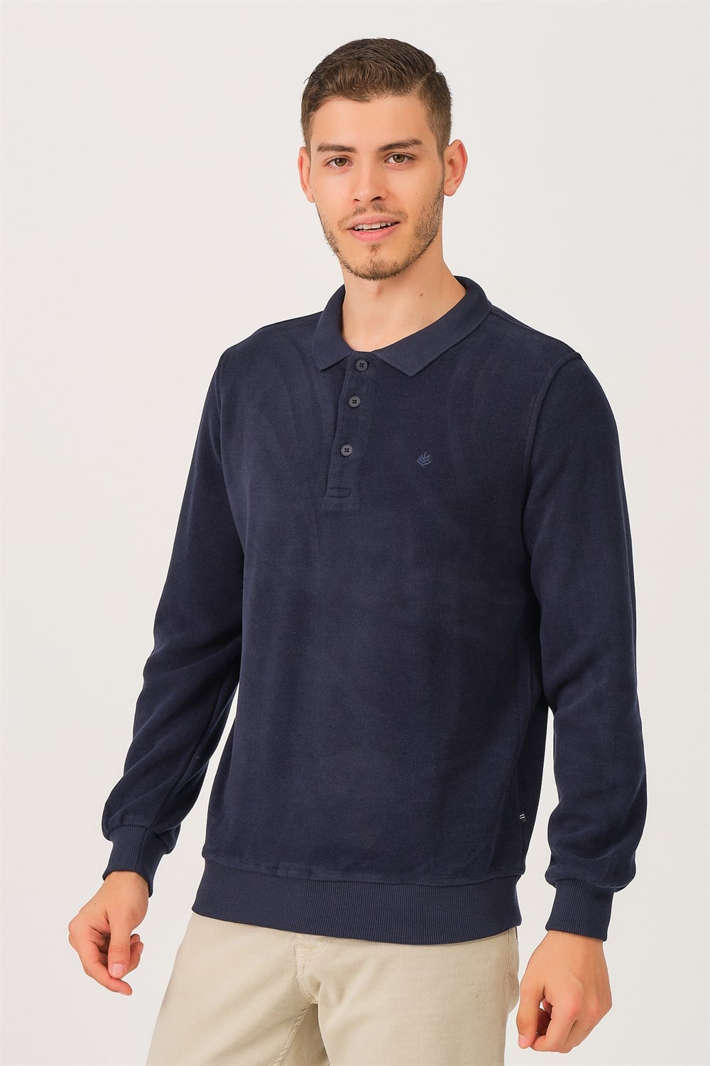 V2001 DEWBERRY DIO RISE POLO YAKA ERKEK SWEATSHIRT-KOYU LACİVERT