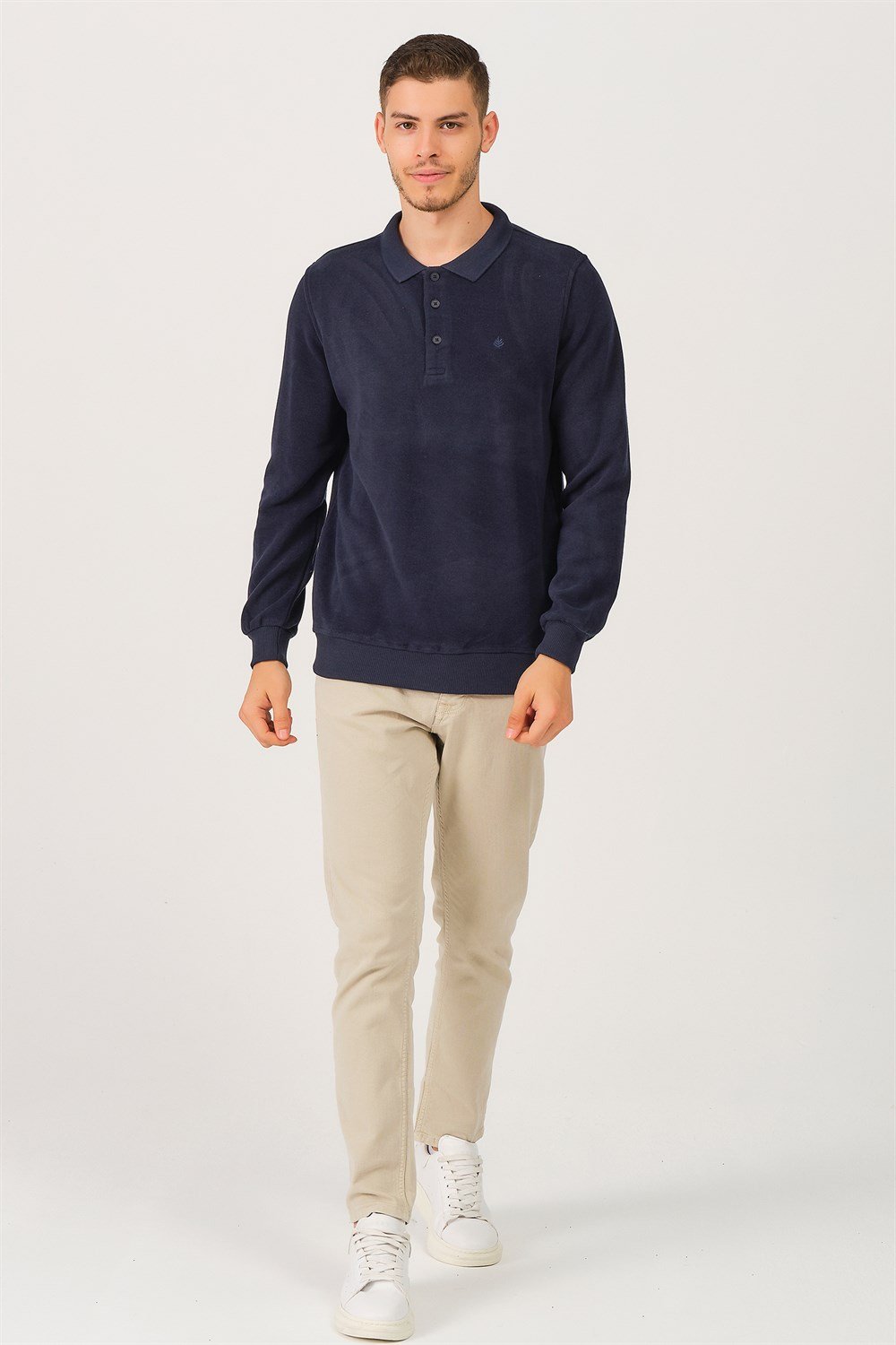 V2001 DEWBERRY DIO RISE POLO YAKA ERKEK SWEATSHIRT-KOYU LACİVERT