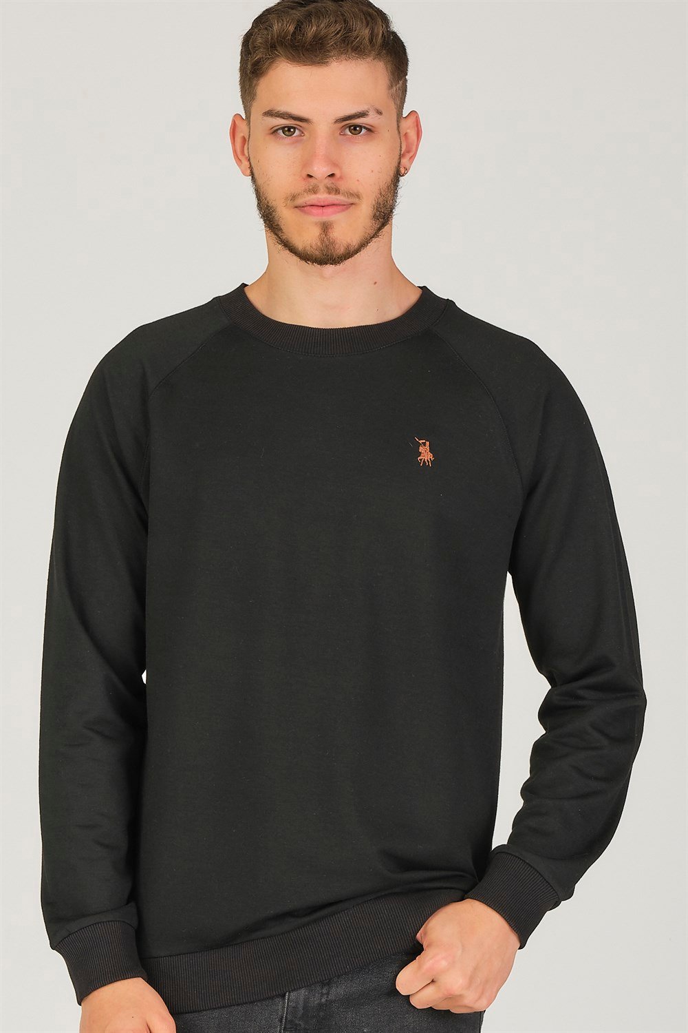 V4003 DEWBERRY REGLAN KOL ERKEK SWEATSHIRT-SİYAH