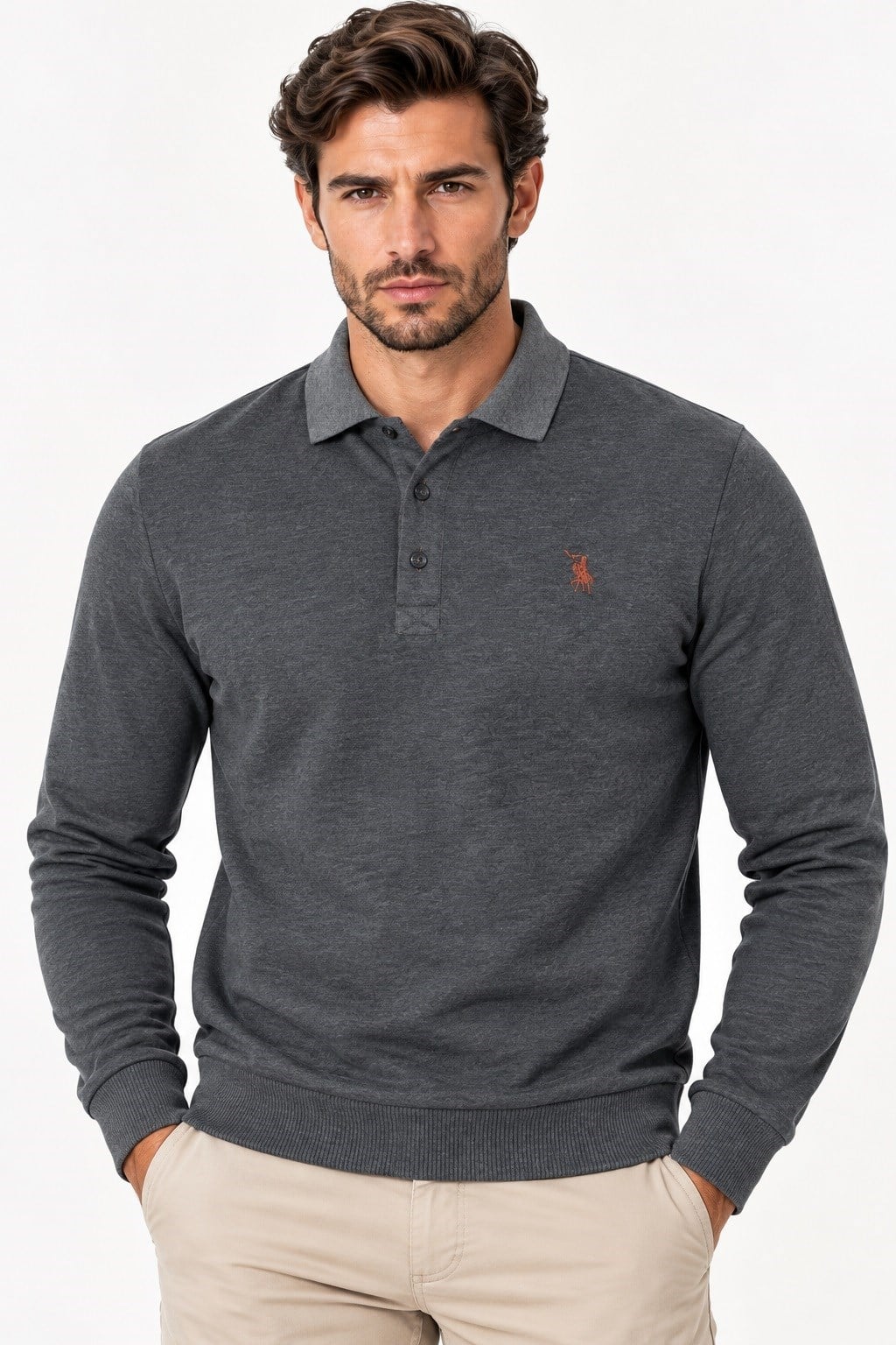 V9007 DEWBERRY ERKEK SWEATSHIRT-DÜZ ANTRASİT