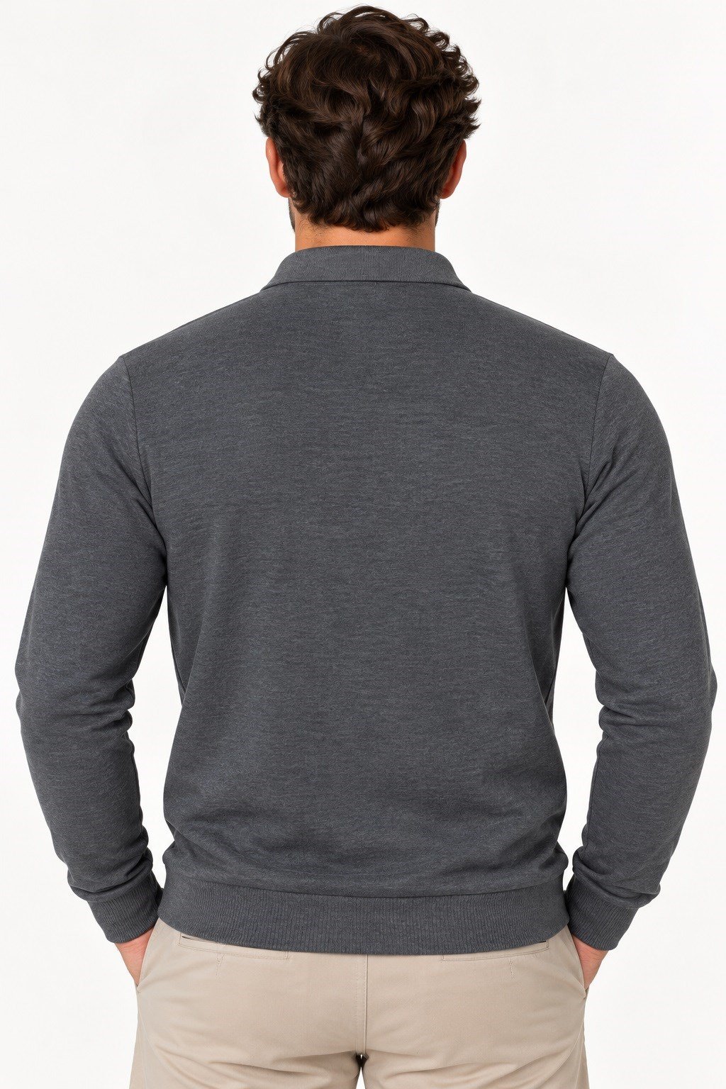V9007 DEWBERRY ERKEK SWEATSHIRT-DÜZ ANTRASİT