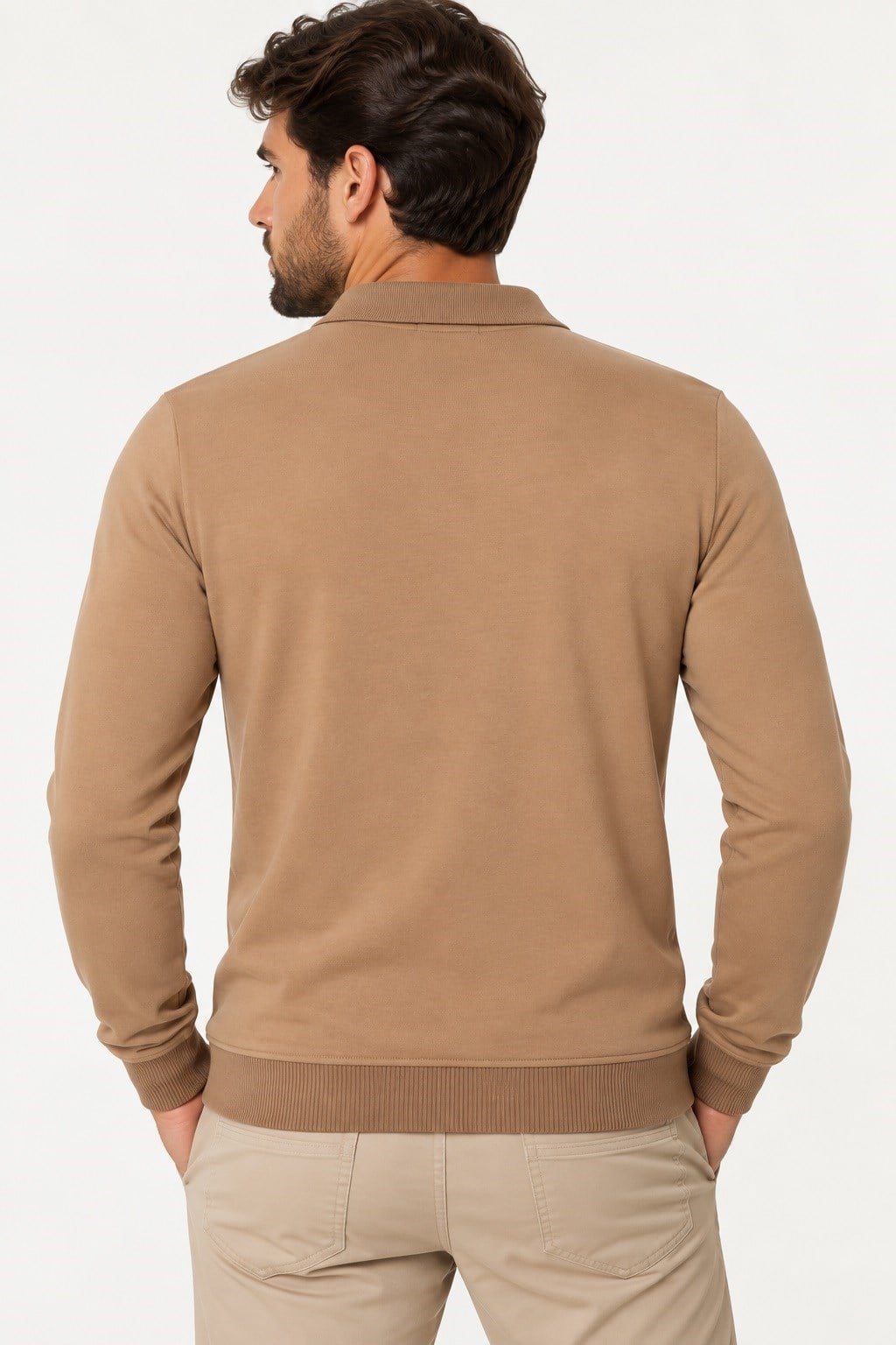 V9007 DEWBERRY ERKEK SWEATSHIRT-DÜZ CAMEL