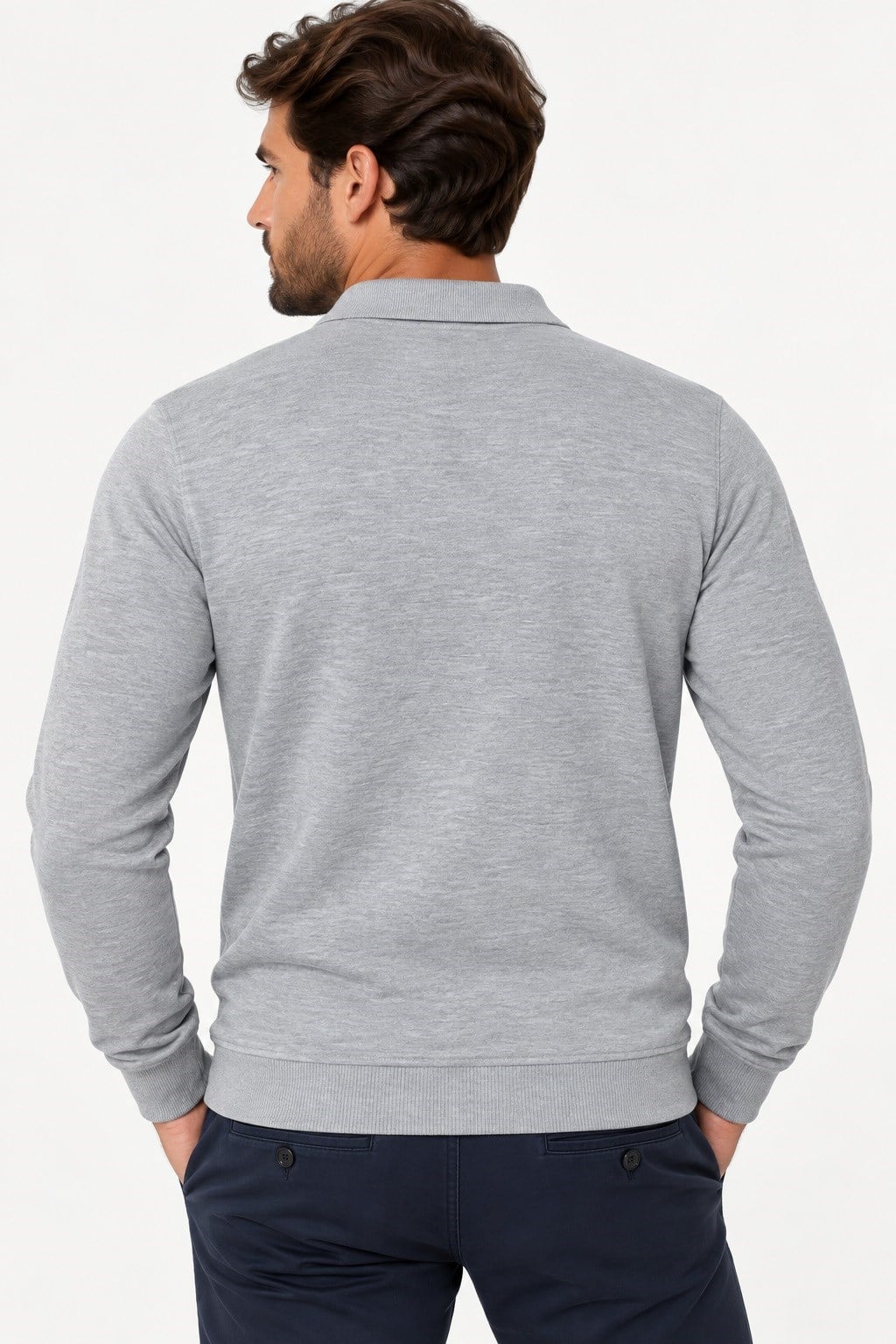 V9007 DEWBERRY ERKEK SWEATSHIRT-DÜZ GRİ