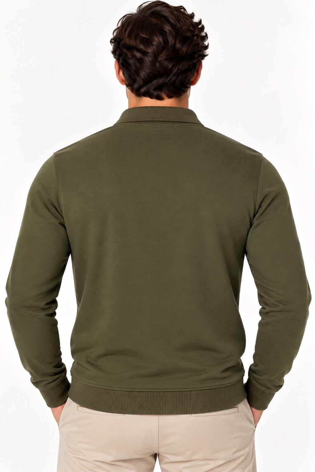 V9007 DEWBERRY ERKEK SWEATSHIRT-DÜZ HAKİ