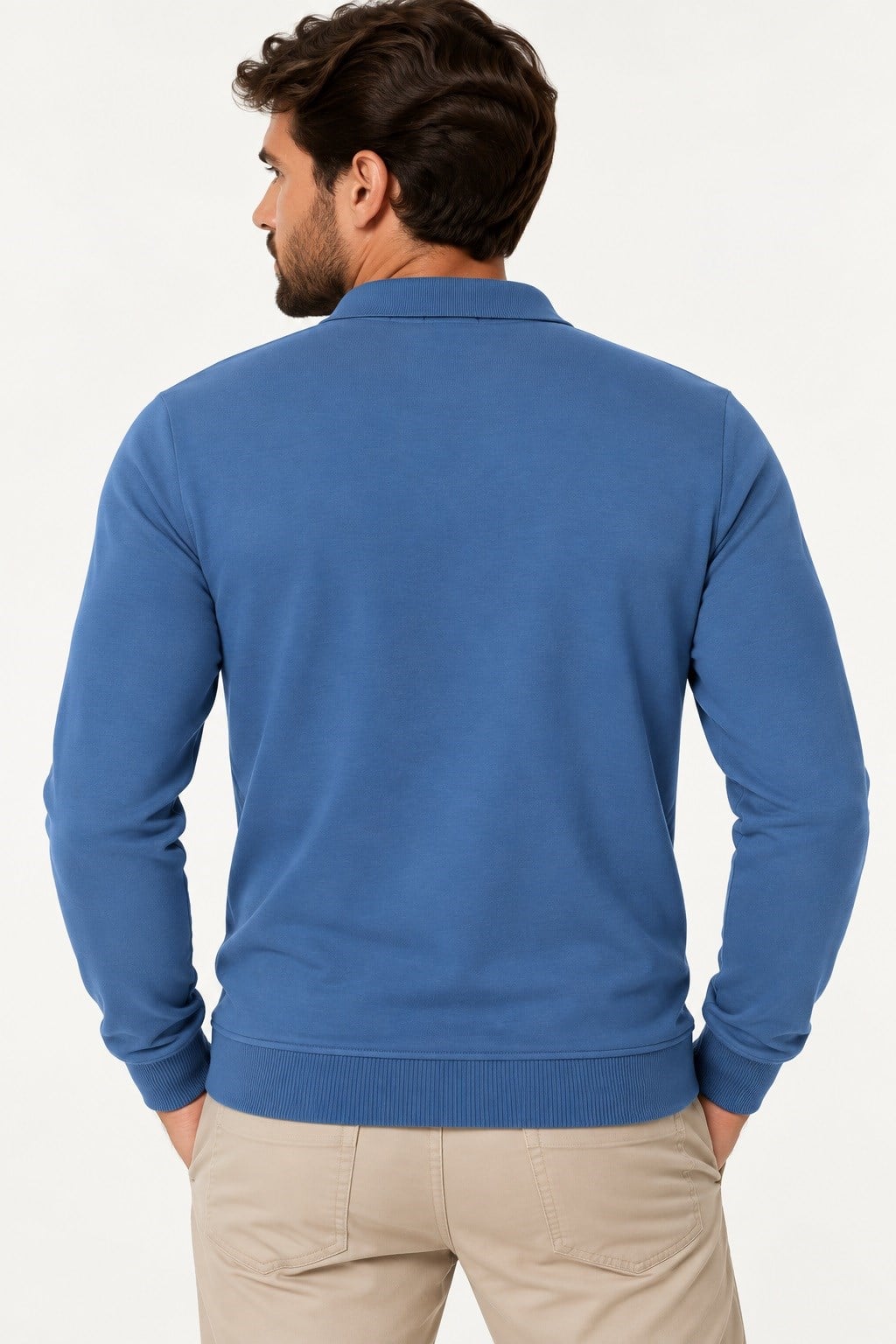 V9007 DEWBERRY ERKEK SWEATSHIRT-DÜZ İNDİGO