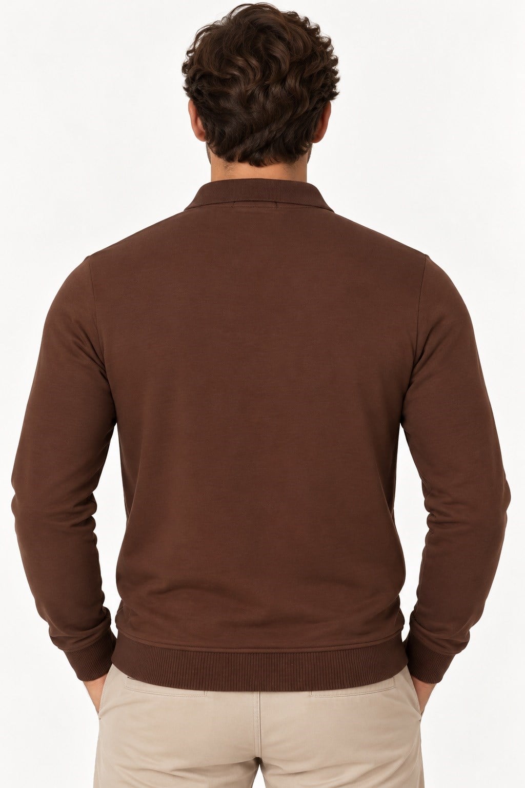 V9007 DEWBERRY ERKEK SWEATSHIRT-DÜZ KAHVE