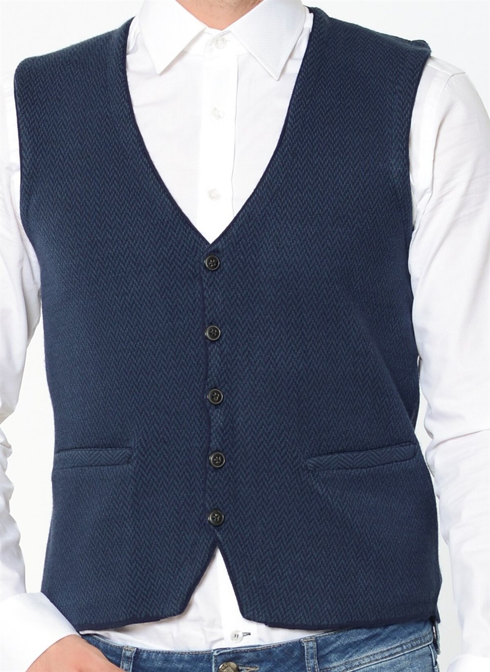 Y8610 DEWBERRY TRİKO YELEK-İNDİGO
