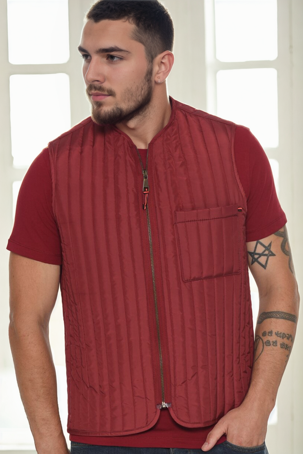 Y9611 DEWBERRY ERKEK YELEK-BORDO