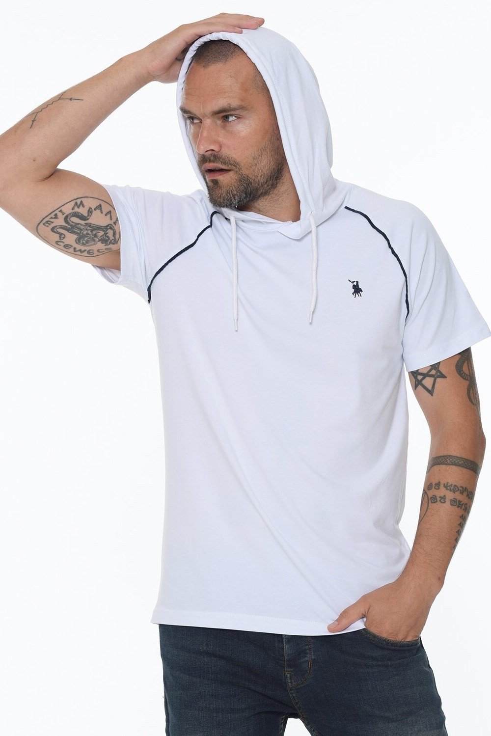 YEDİLİ SET T8570 DEWBERRY KAPŞONLU ERKEK T-SHIRT-SİYAH-LACİVERT-BEYAZ-GRİ-SAKS-ANTRASİT-BORDO