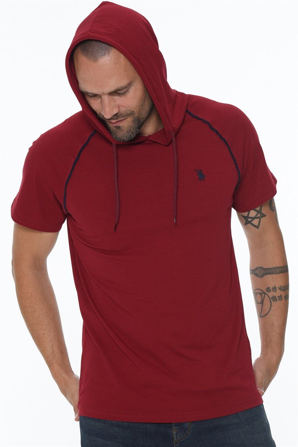 YEDİLİ SET T8570 DEWBERRY KAPŞONLU ERKEK T-SHIRT-SİYAH-LACİVERT-BEYAZ-GRİ-SAKS-ANTRASİT-BORDO