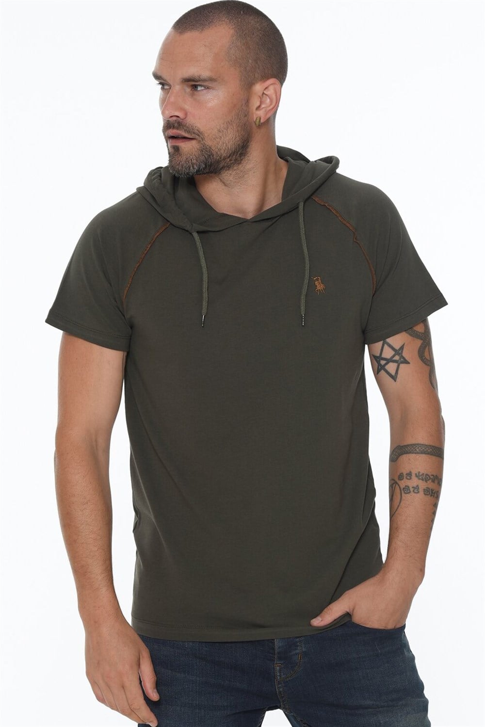 YEDİLİ SET T8570 DEWBERRY KAPŞONLU ERKEK T-SHIRT-SİYAH-LACİVERT-BEYAZ-GRİ-SAKS-ANTRASİT-BORDO