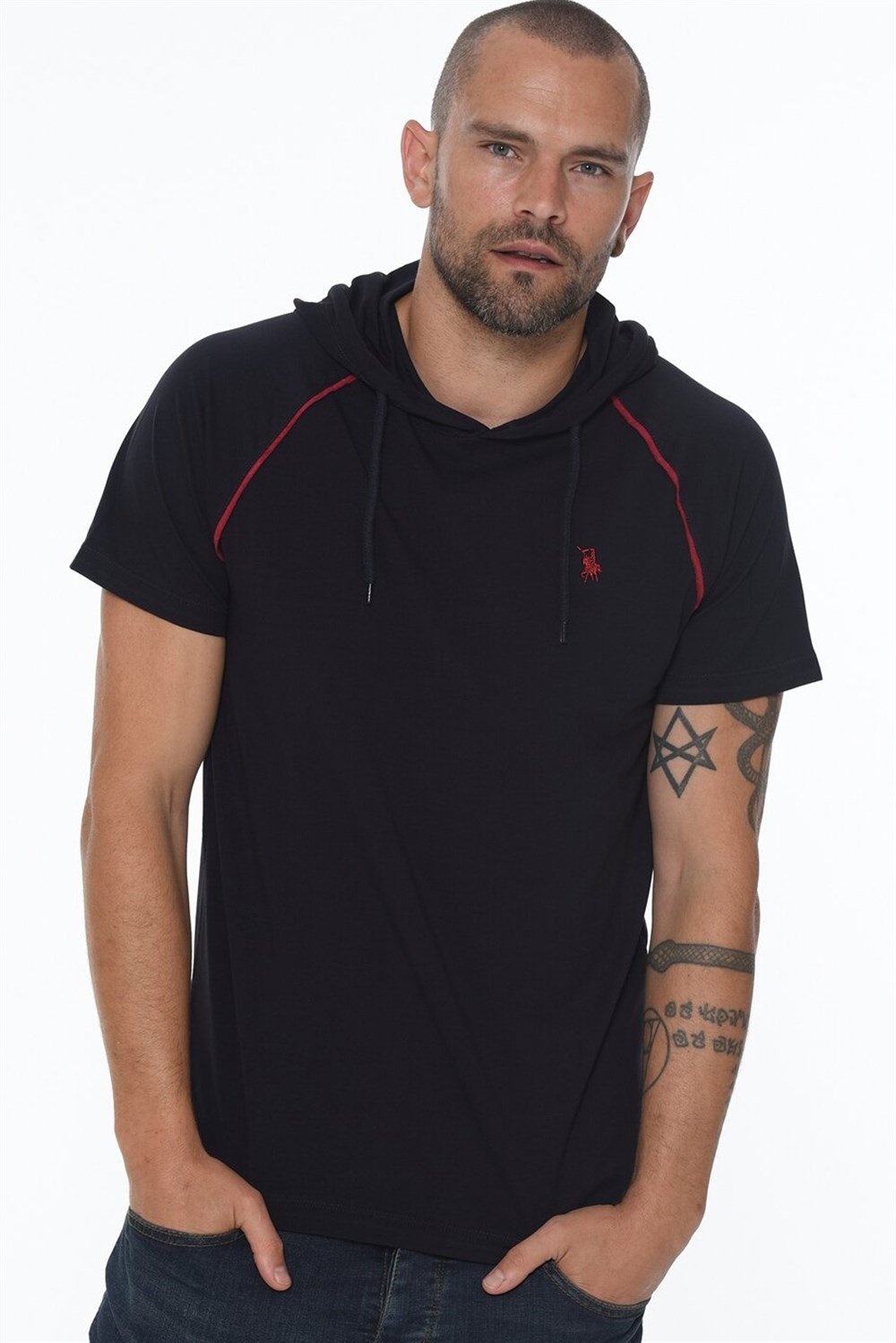 YEDİLİ SET T8570 DEWBERRY KAPŞONLU ERKEK T-SHIRT-SİYAH-LACİVERT-BEYAZ-GRİ-SAKS-ANTRASİT-BORDO