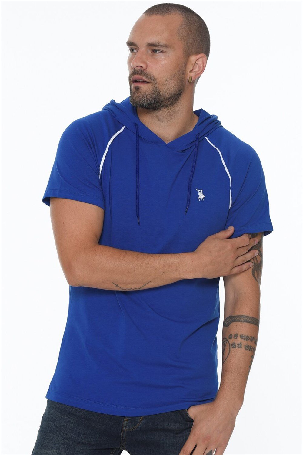 YEDİLİ SET T8570 DEWBERRY KAPŞONLU ERKEK T-SHIRT-SİYAH-LACİVERT-BEYAZ-GRİ-SAKS-ANTRASİT-BORDO