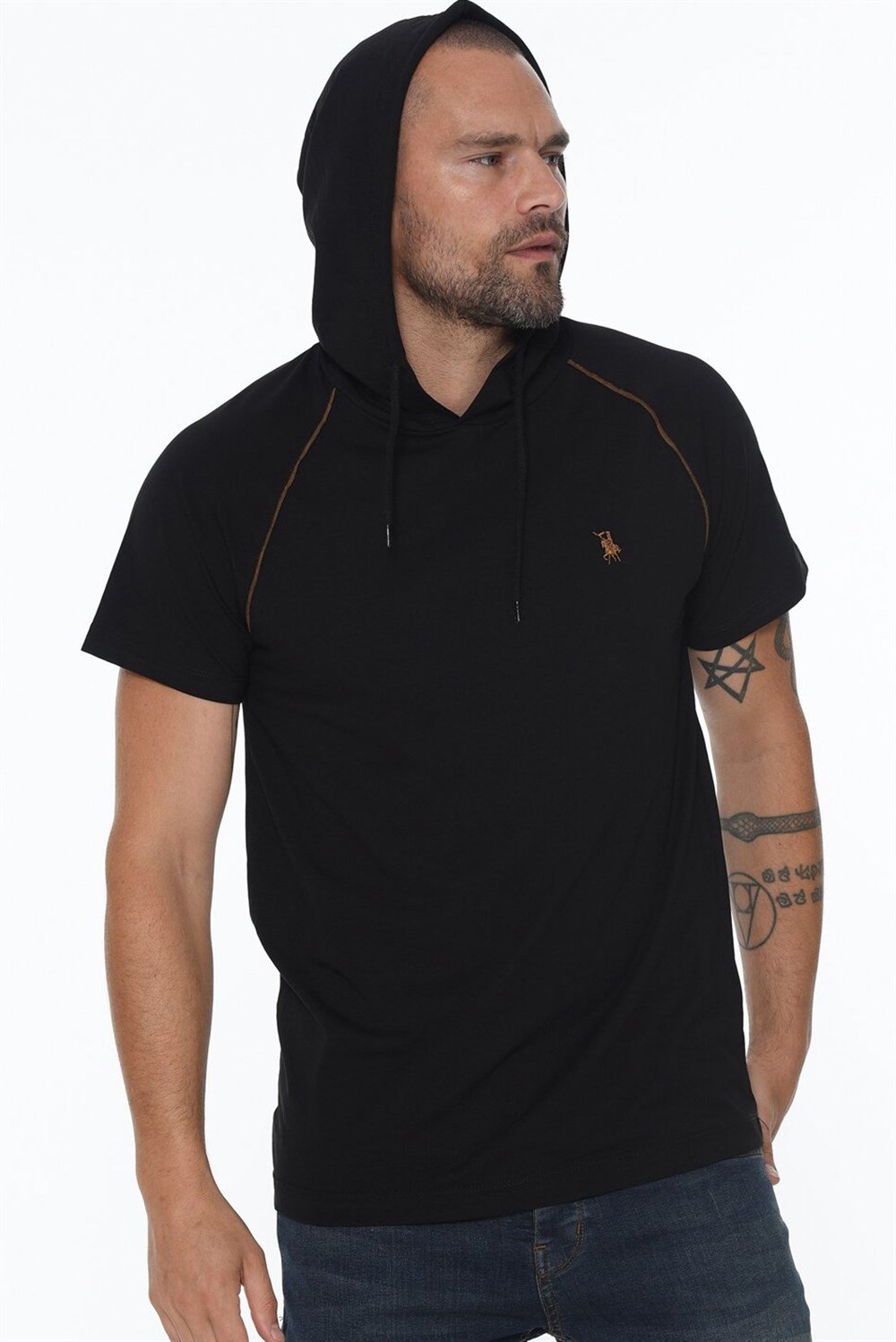 YEDİLİ SET T8570 DEWBERRY KAPŞONLU ERKEK T-SHIRT-SİYAH-LACİVERT-BEYAZ-GRİ-SAKS-ANTRASİT-BORDO
