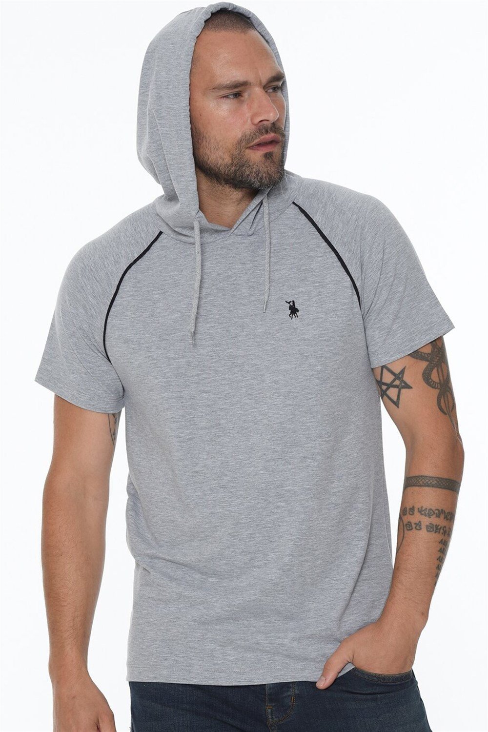 YEDİLİ SET T8570 DEWBERRY KAPŞONLU ERKEK T-SHIRT-SİYAH-LACİVERT-BEYAZ-GRİ-SAKS-ANTRASİT-BORDO