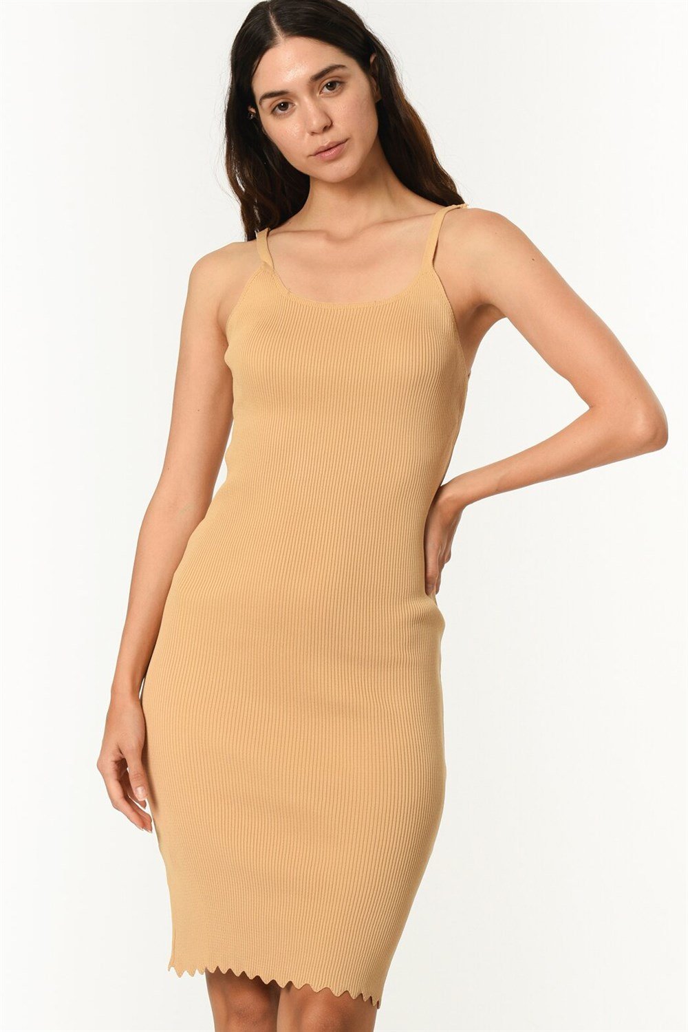 Z2011 DEWBERRY BAYAN ELBİSE-AÇIK CAMEL