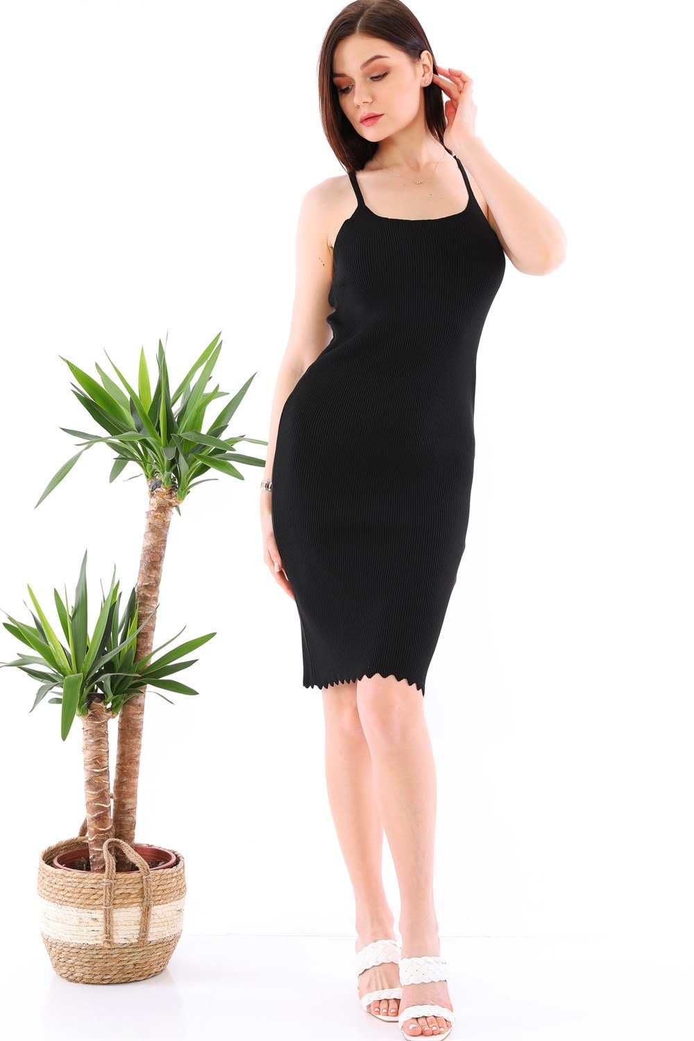 Z2011 DEWBERRY BAYAN ELBİSE-SİYAH