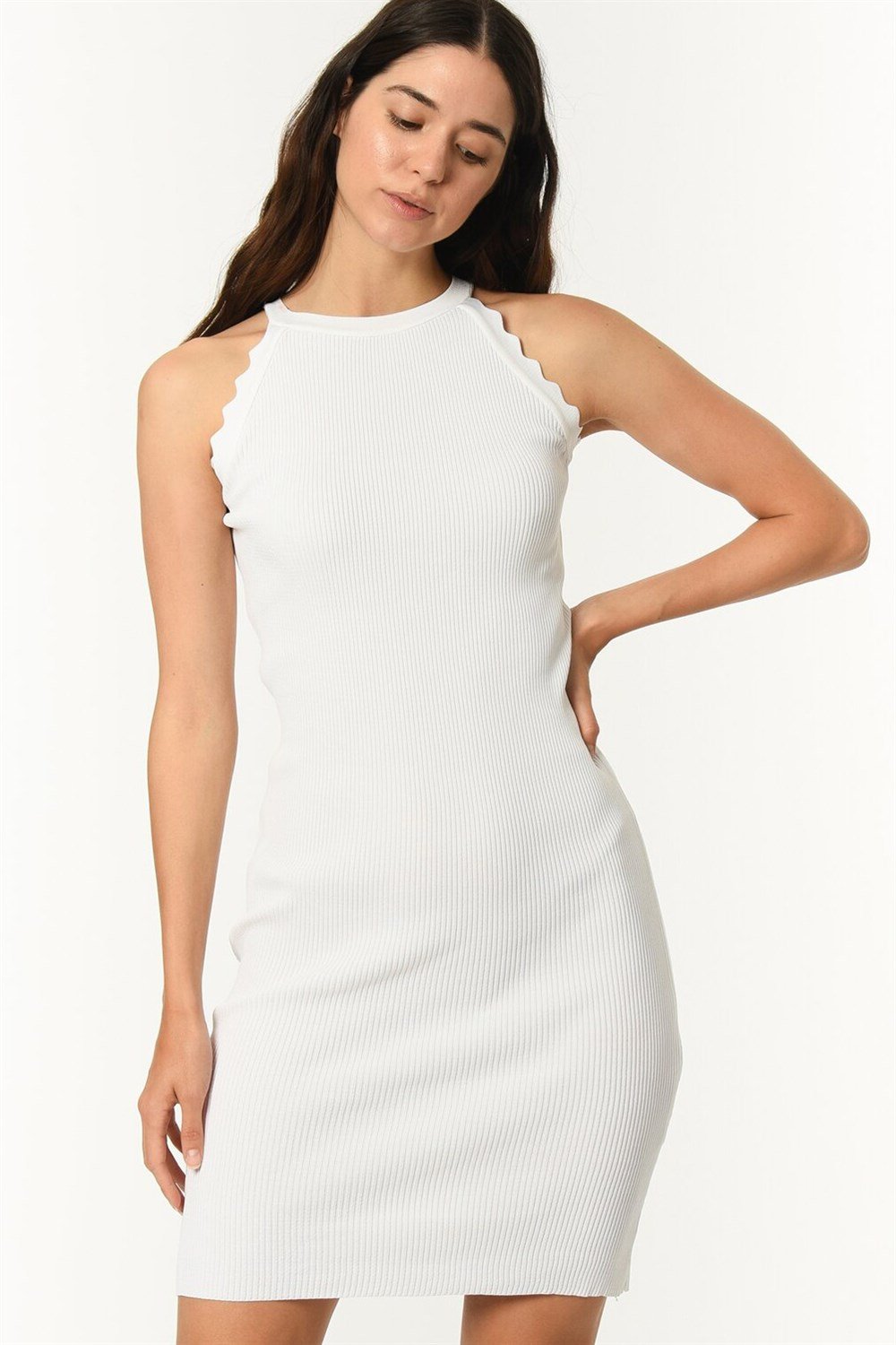 Z2012 DEWBERRY BAYAN ELBİSE-KAR BEYAZ