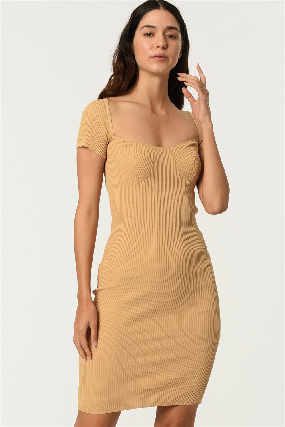 Z2016 DEWBERRY BAYAN ELBİSE-AÇIK CAMEL