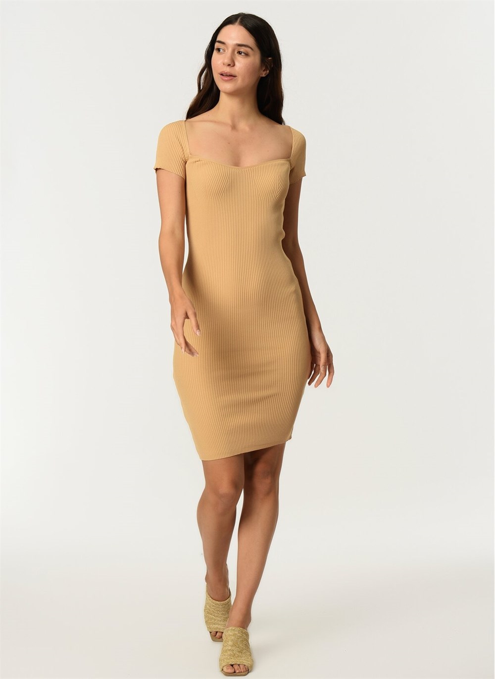 Z2016 DEWBERRY BAYAN ELBİSE-AÇIK CAMEL