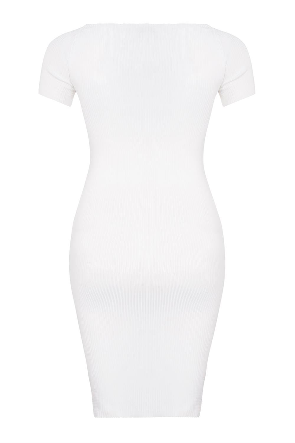 Z2016 DEWBERRY BAYAN ELBİSE-DÜZ BEYAZ