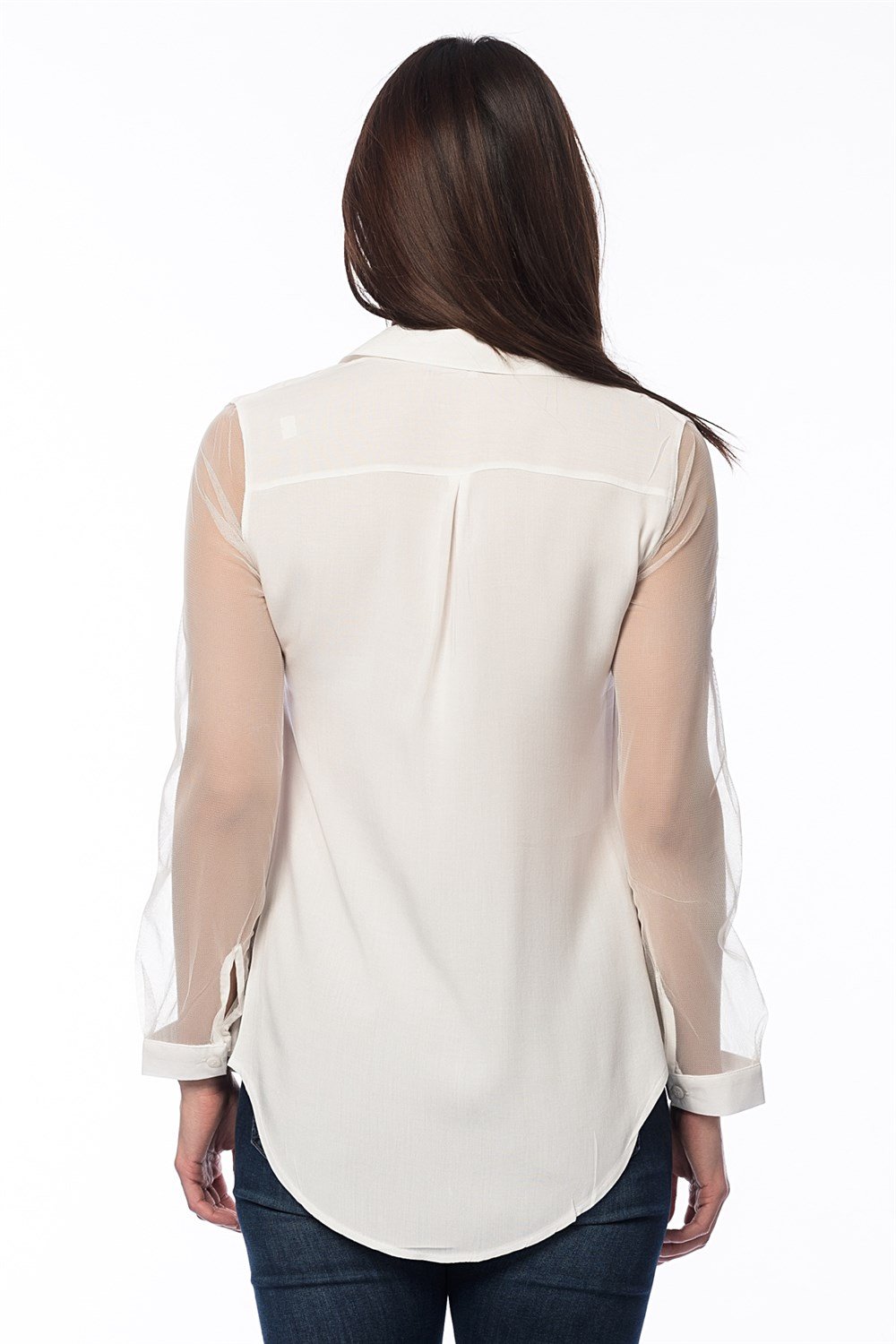 Z4940 DEWBERRY BAYAN GÖMLEK-BEYAZ