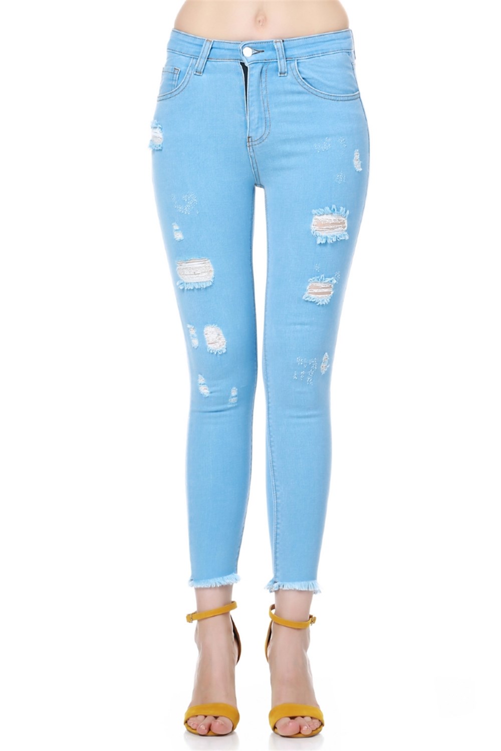 Z6326 DEWBERRY BAYAN JEAN PANTOLON-AÇIK MAVİ