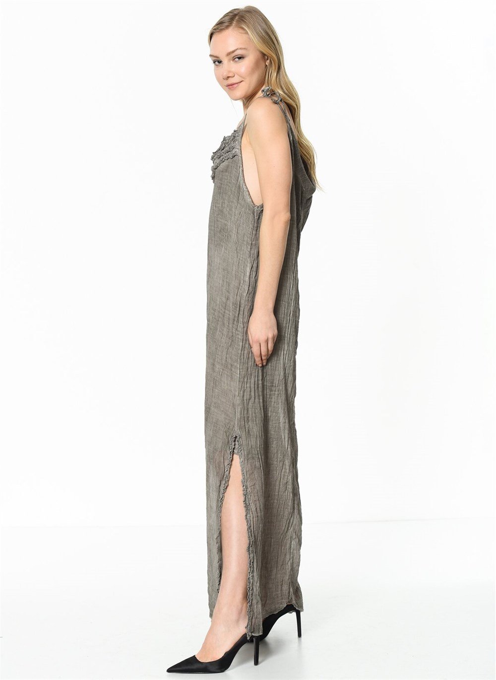 Z6481 DEWBERRY BAYAN ELBİSE-TAŞ