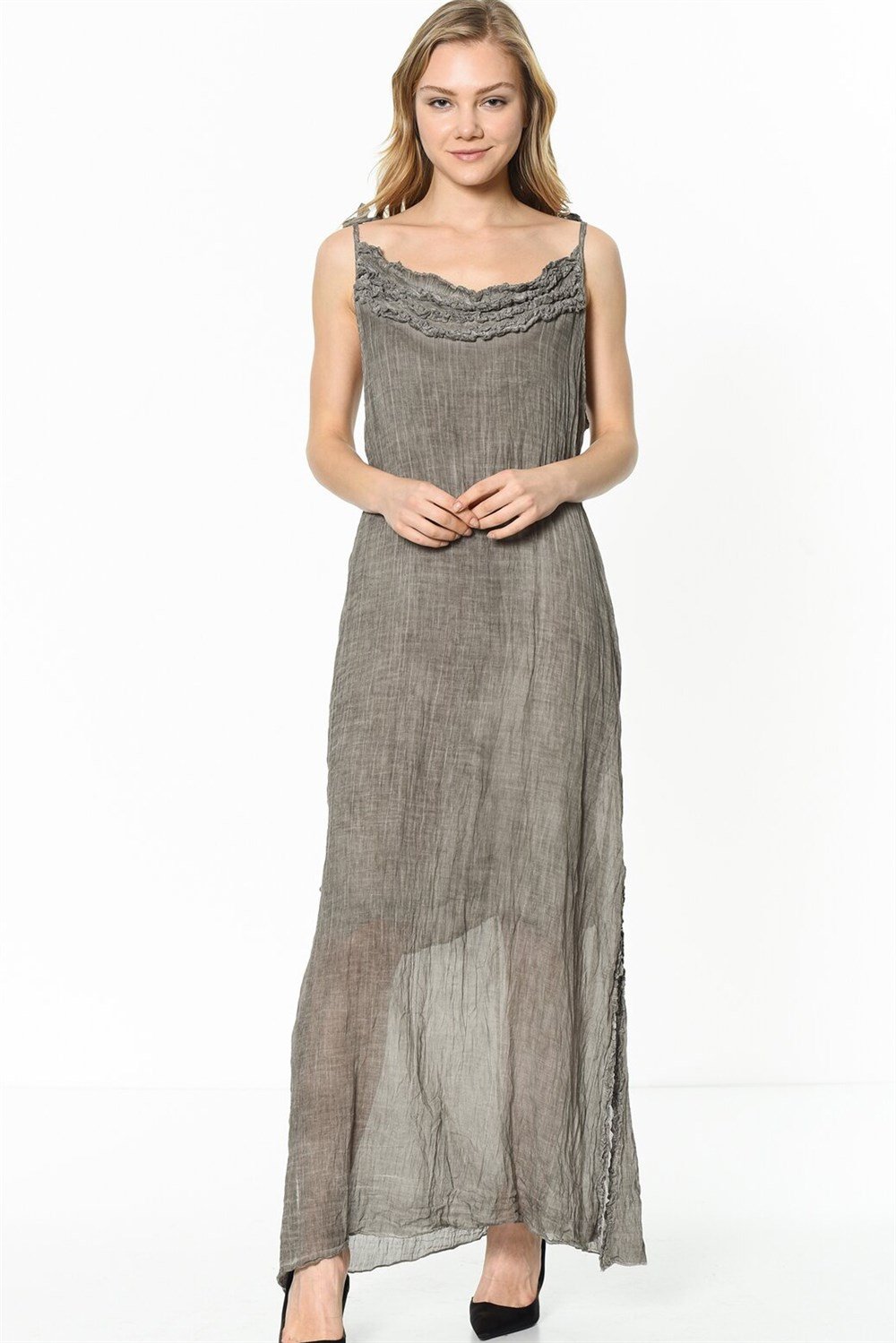 Z6481 DEWBERRY BAYAN ELBİSE-TAŞ