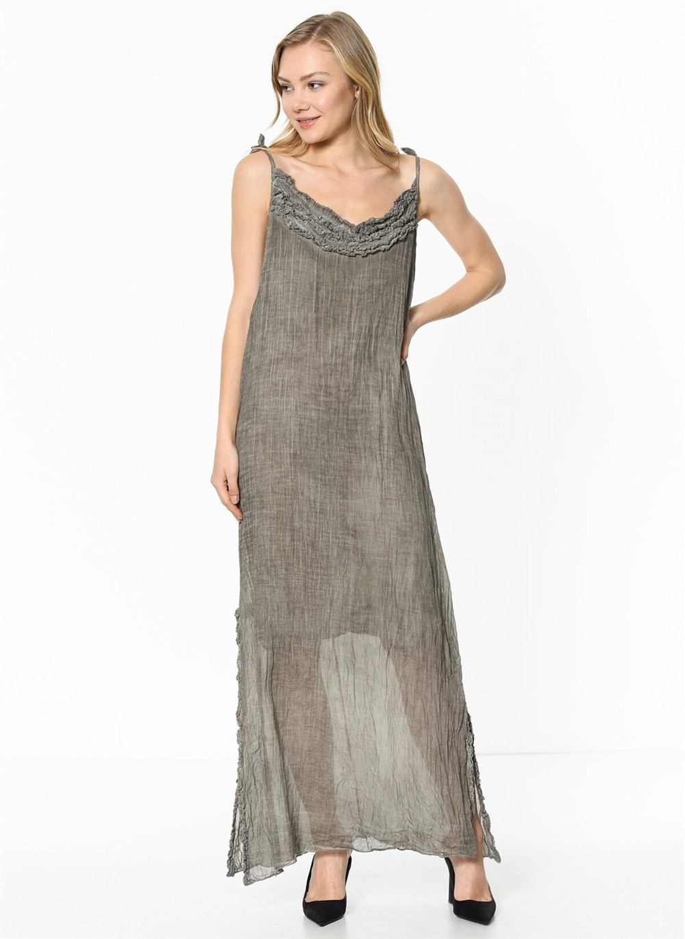 Z6481 DEWBERRY BAYAN ELBİSE-TAŞ