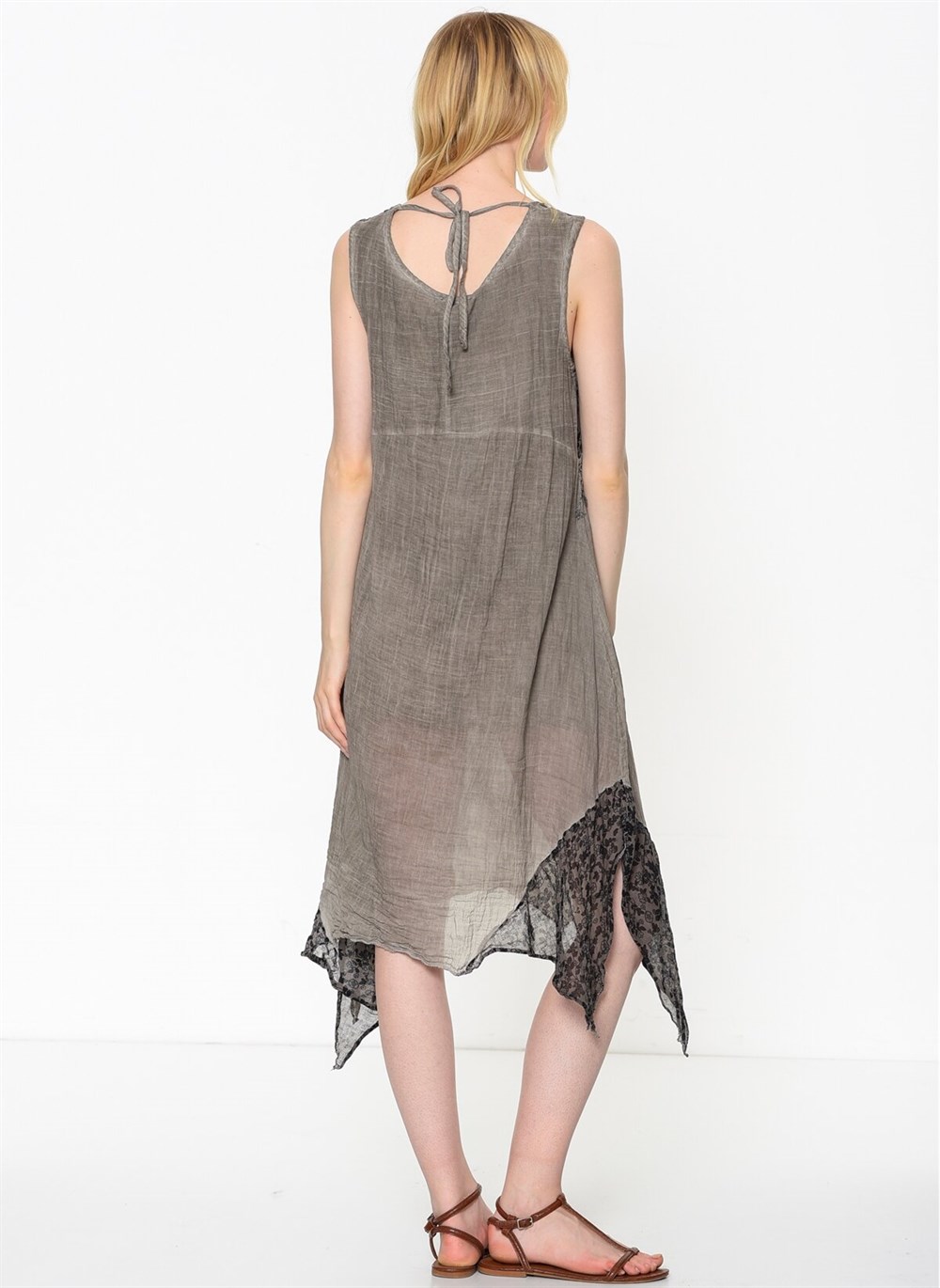 Z6482 DEWBERRY BAYAN ELBİSE-BEJ