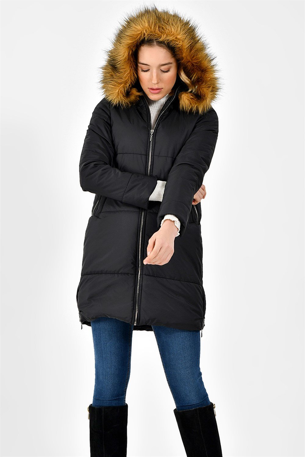 Z6590 DEWBERRY BAYAN KABAN-SİYAH