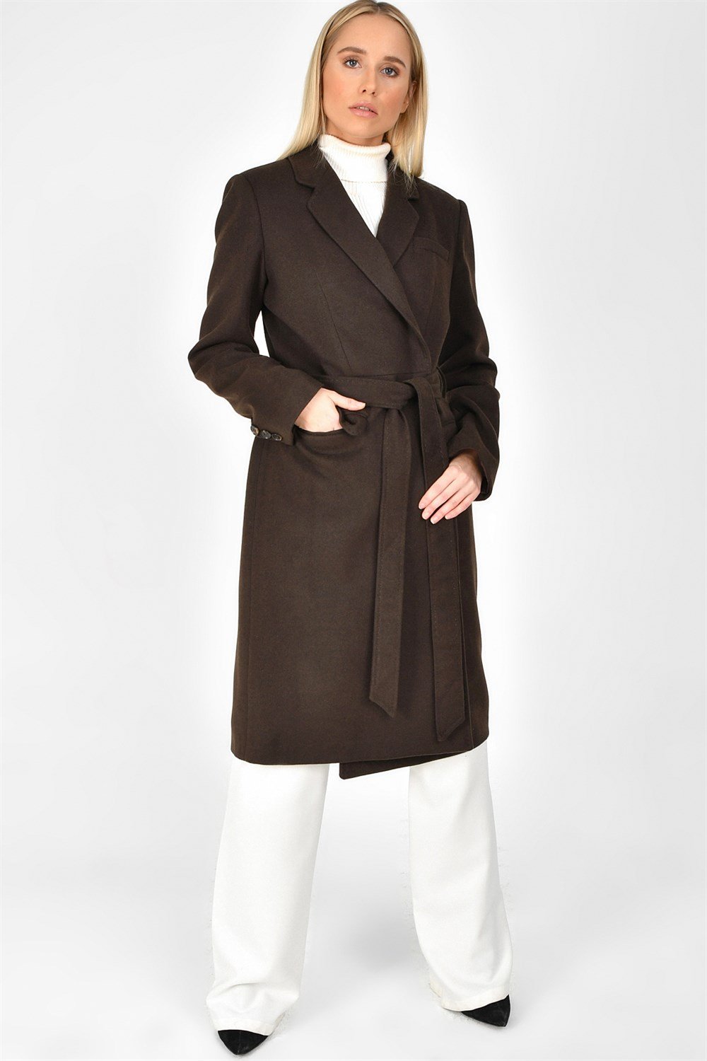 Z6628 DEWBERRY BAYAN PALTO-KAHVE