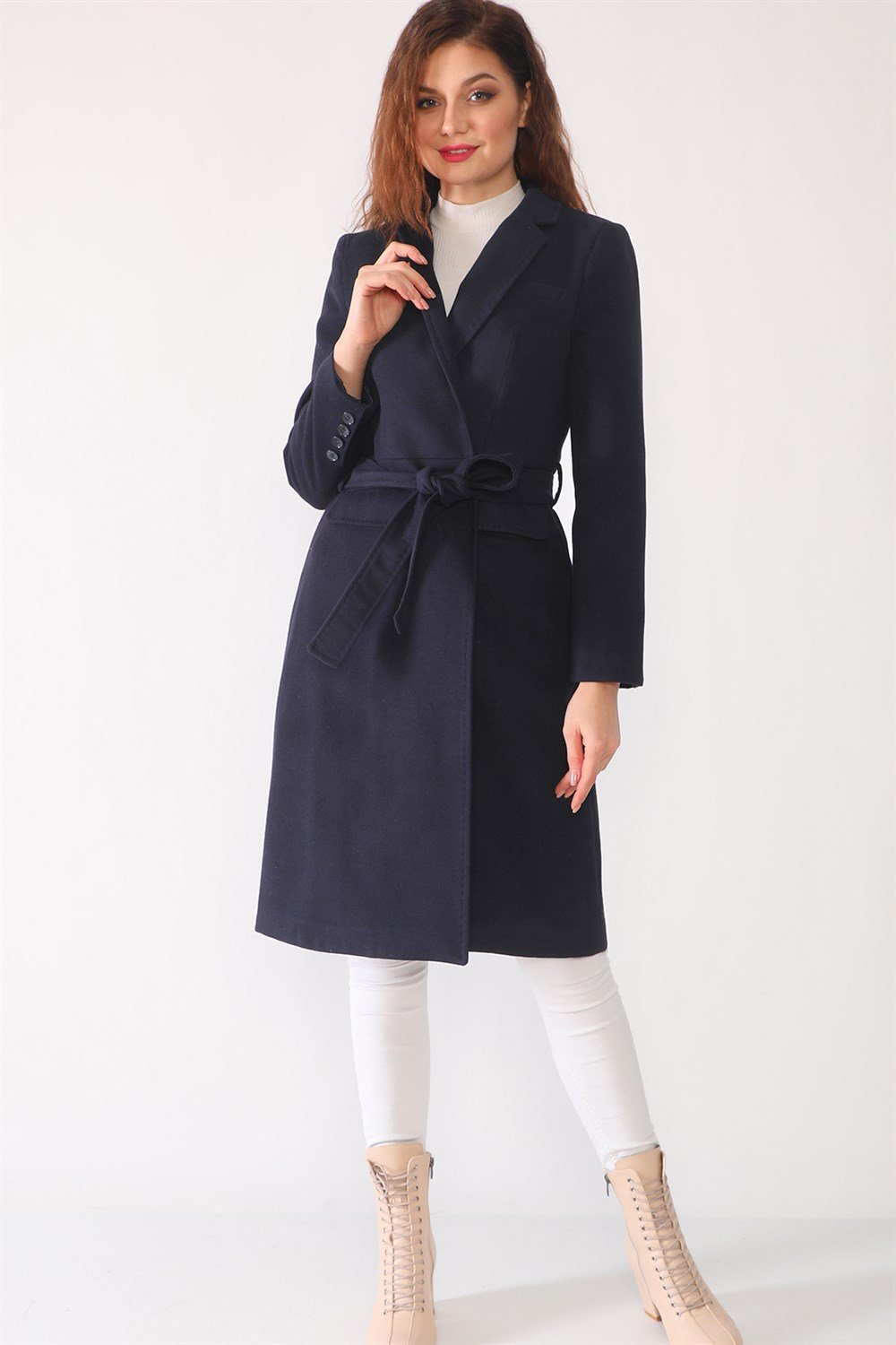 Z6628 DEWBERRY BAYAN PALTO-LACİVERT