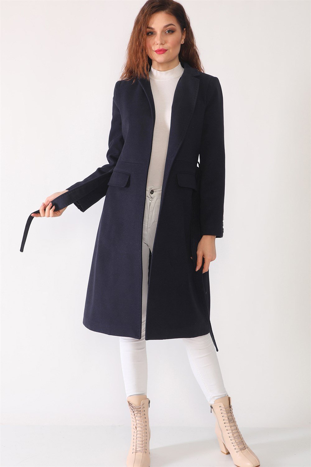 Z6628 DEWBERRY BAYAN PALTO-LACİVERT