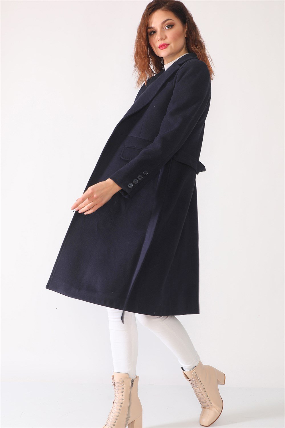 Z6628 DEWBERRY BAYAN PALTO-LACİVERT