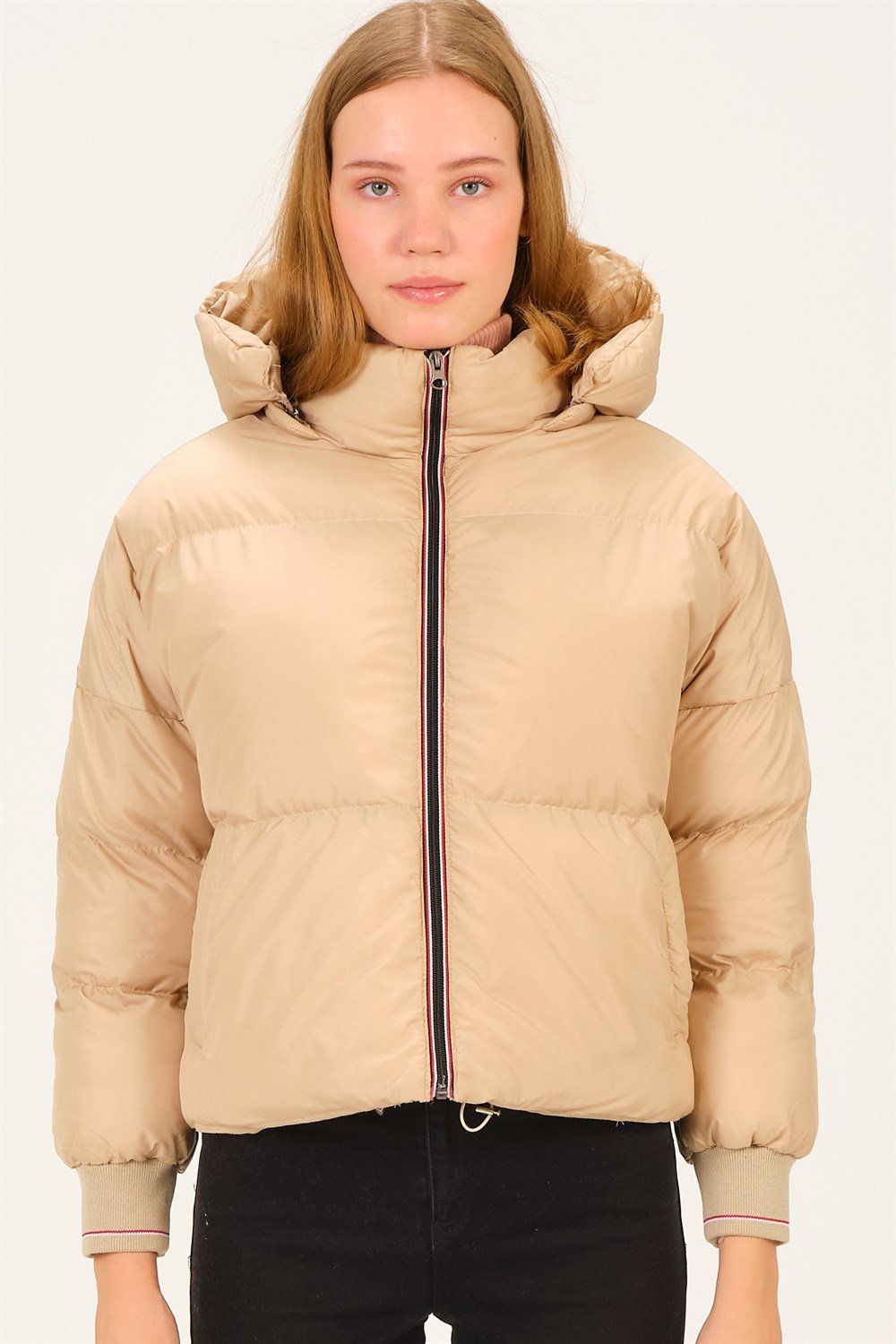 Z6650 DEWBERRY BAYAN ŞİŞME MONT-AÇIK BEJ