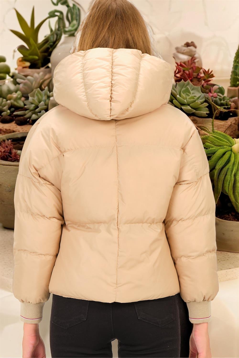 Z6650 DEWBERRY BAYAN ŞİŞME MONT-DÜZ BEJ