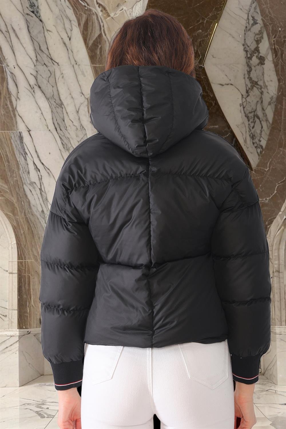 Z6650 DEWBERRY BAYAN ŞİŞME MONT-DÜZ SİYAH