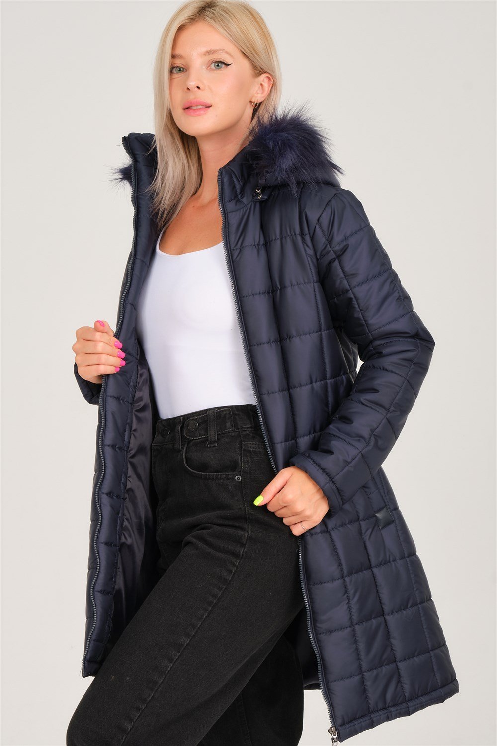 Z6653 DEWBERRY BAYAN KABAN-AÇIK LACİVERT