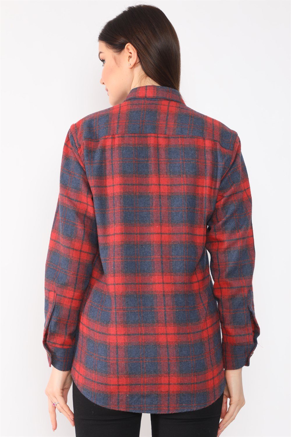 Z6662 DEWBERRY BAYAN GÖMLEK-KIRMIZI