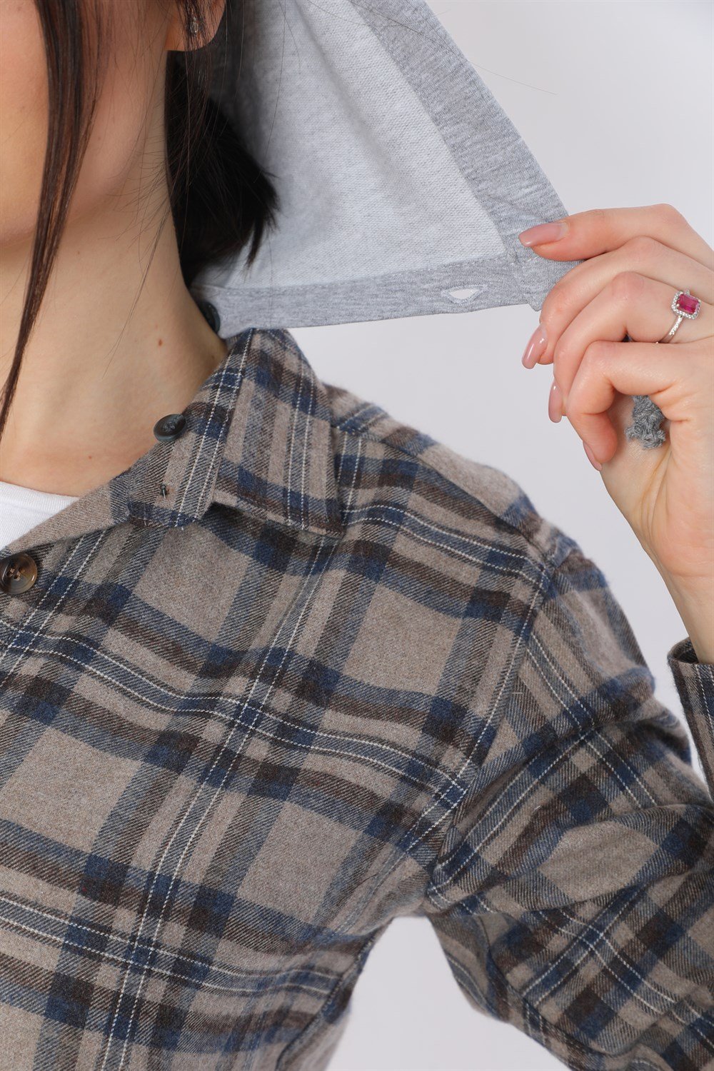 Z6666 DEWBERRY BAYAN GÖMLEK-KAHVE