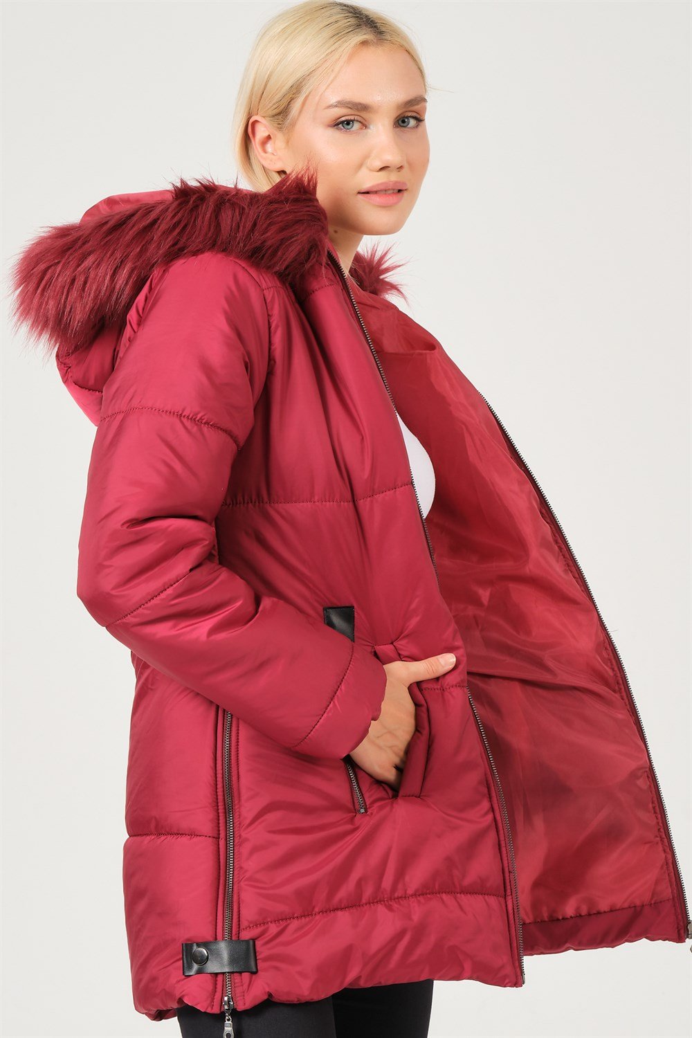 Z6668 DEWBERRY BAYAN KABAN-AÇIK BORDO