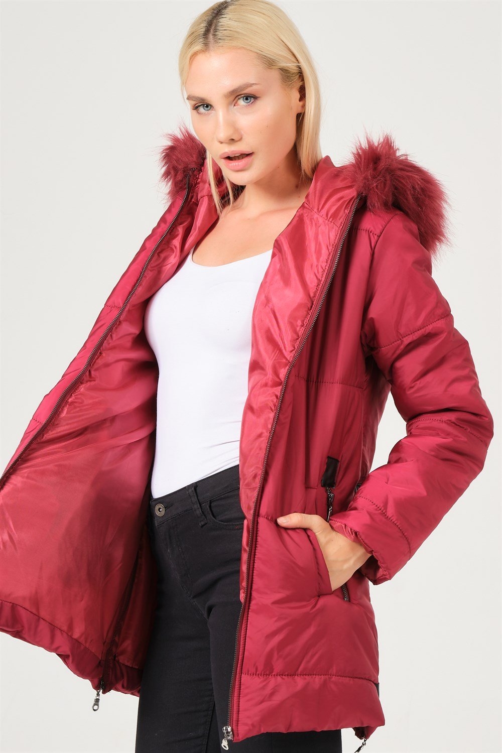 Z6668 DEWBERRY BAYAN KABAN-AÇIK BORDO