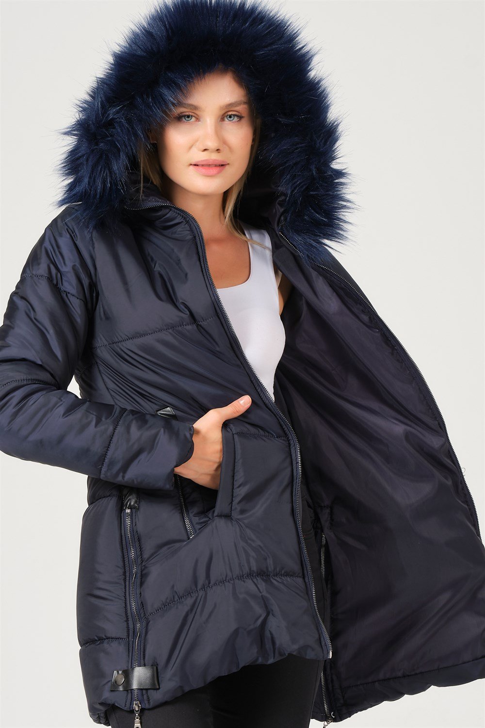 Z6668 DEWBERRY BAYAN KABAN-AÇIK LACİVERT