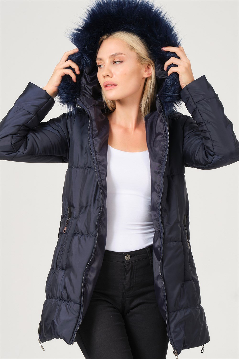 Z6668 DEWBERRY BAYAN KABAN-AÇIK LACİVERT