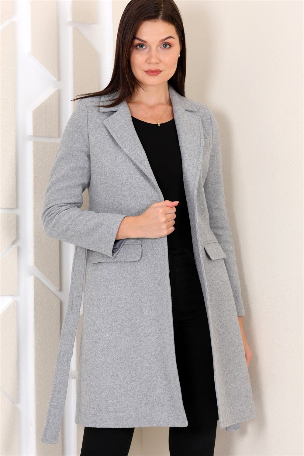 Z6673 DEWBERRY BAYAN PALTO-GRİ