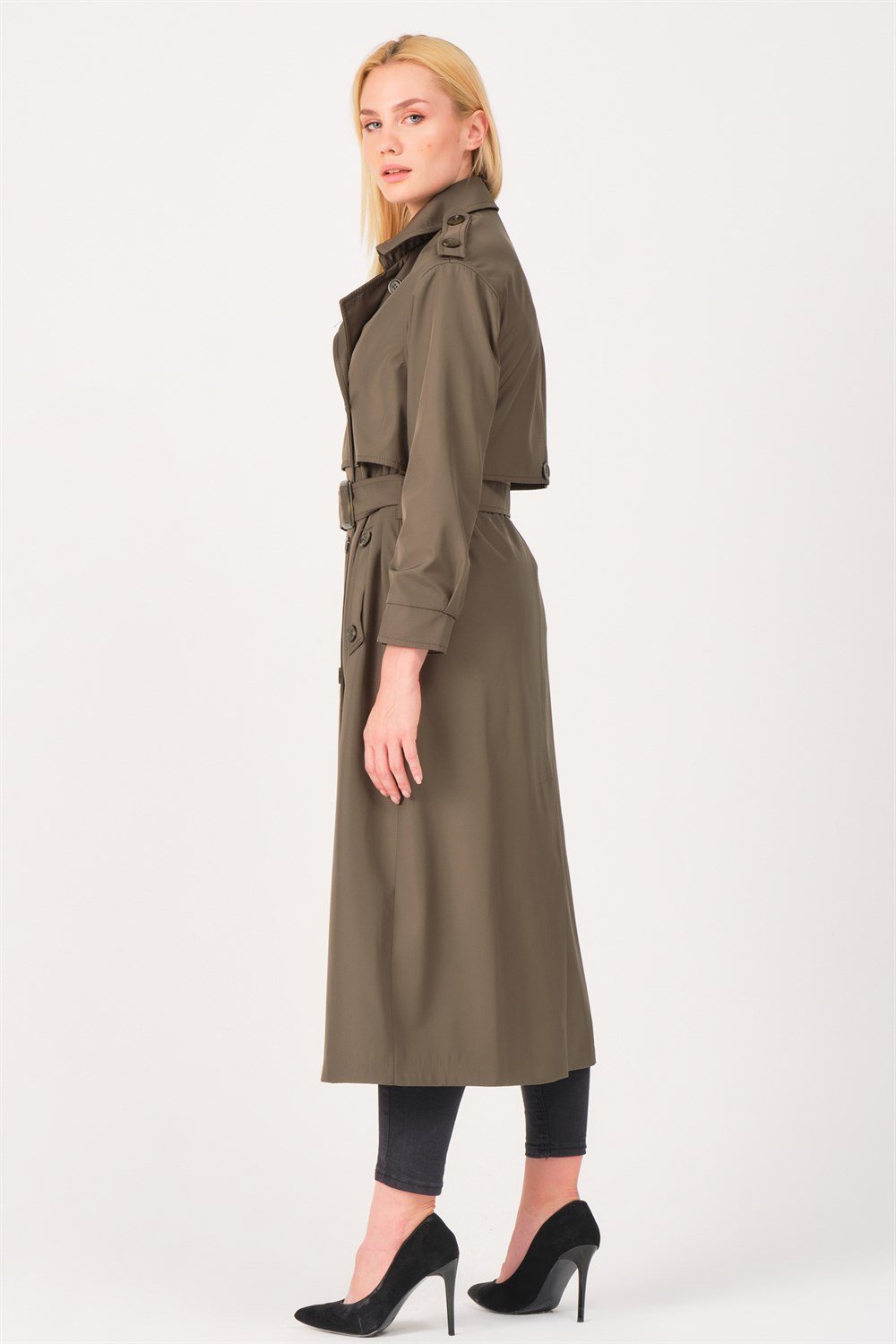 Z6674 DEWBERRY BAYAN TRENÇKOT-HAKİ