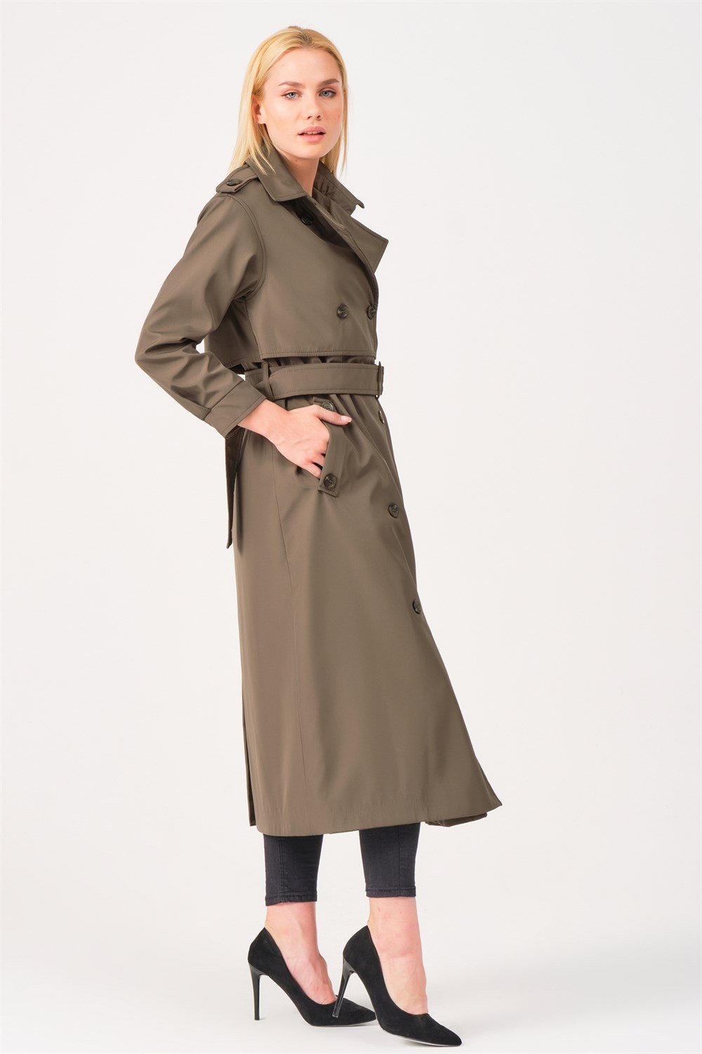 Z6674 DEWBERRY BAYAN TRENÇKOT-HAKİ