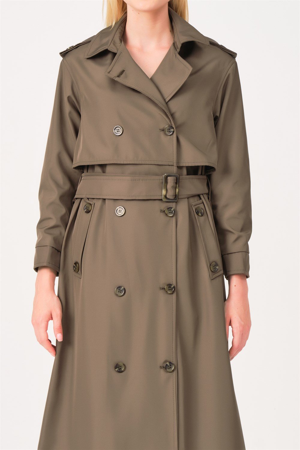 Z6674 DEWBERRY BAYAN TRENÇKOT-HAKİ